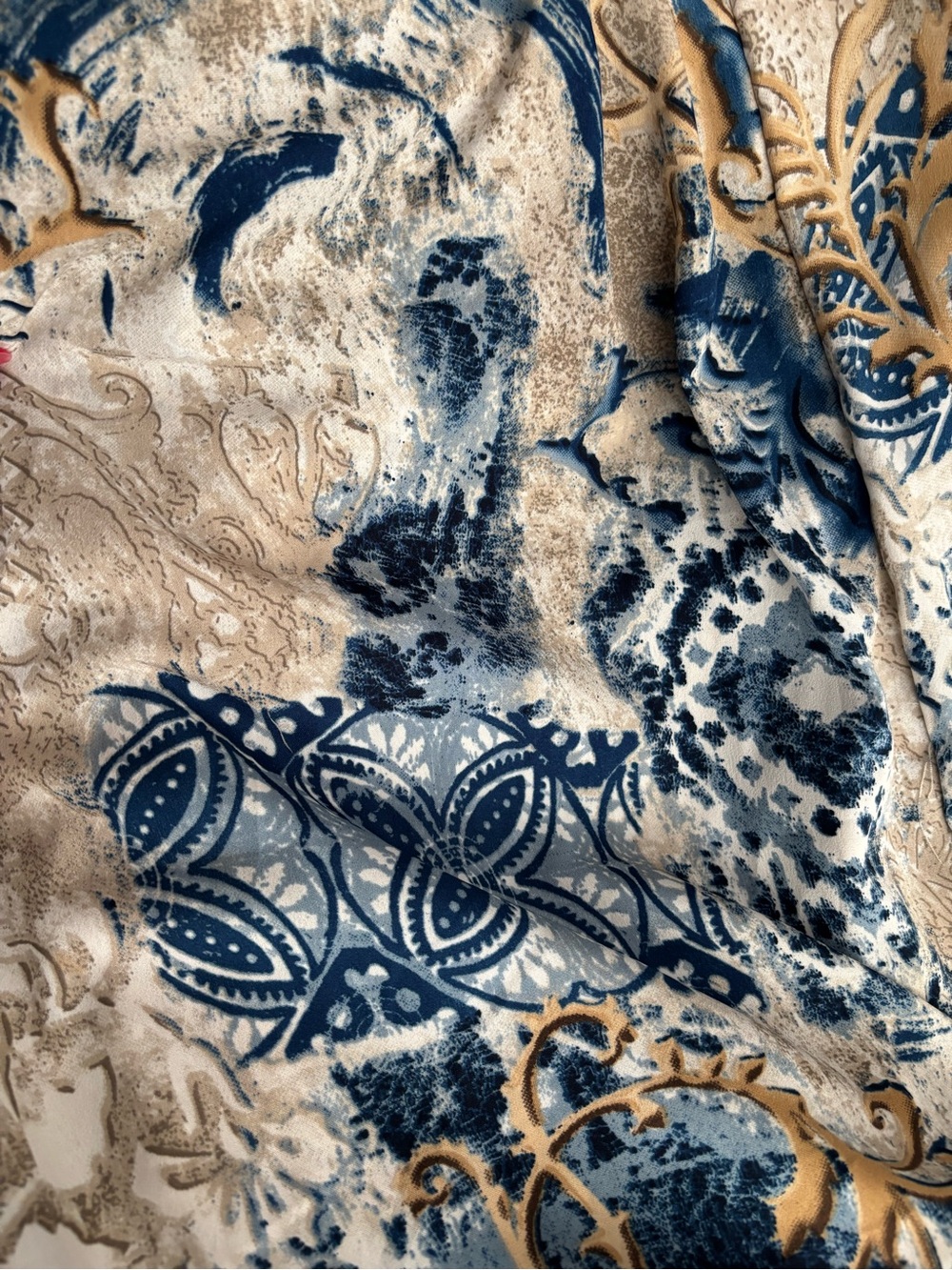 Blue and Cream Printed Maxi Skirt - Picture 4 of 4